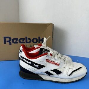 Reebok Classic White and Black Shoes with Red Detail